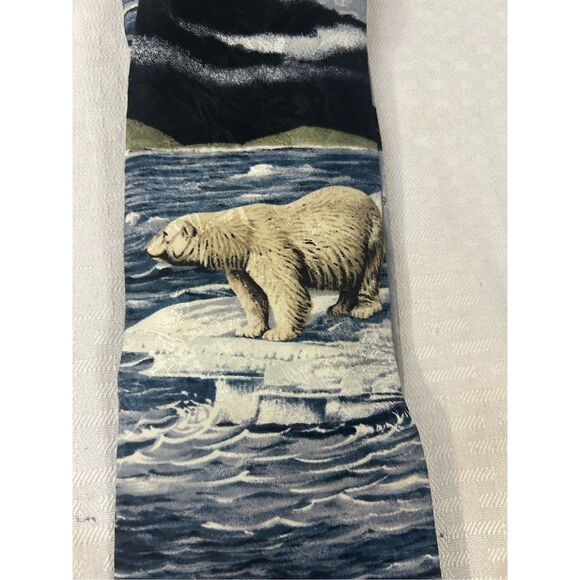 Endangered Species 1983  Staton Lee Polar bear Hudson Bay Oj Gromm Silk tie USA - Picture 3 of 6